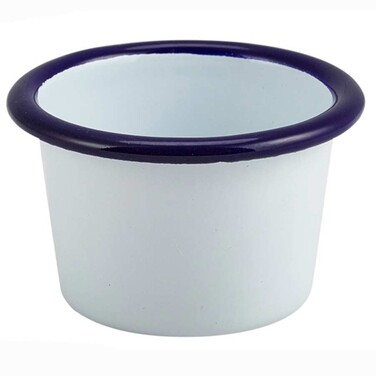 Соусник 7х4,3 см, 90 мл, эмаль, белый с синим ободком, GenWare