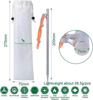 Кілочки для кемпінгу з титанового сплаву для подорожей 6 шт. Boundless Voyage