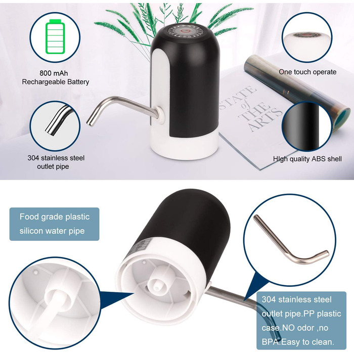 Електричний диспенсер для пляшок з водою чорно-білий zalati