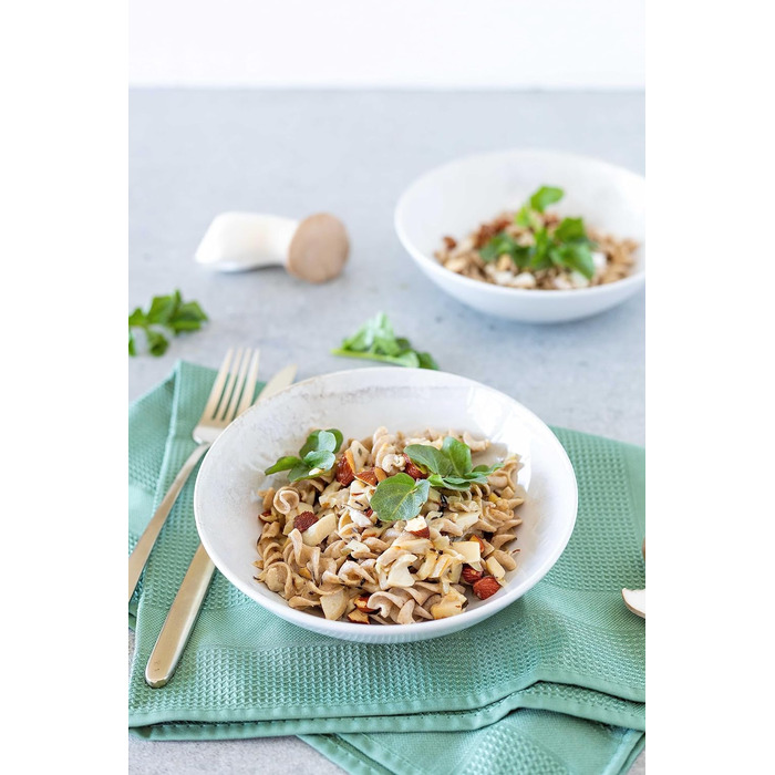 Набір тарілок Mser, керамограніт Ossia, 6 персон, білий / бежевий (набір мисок)