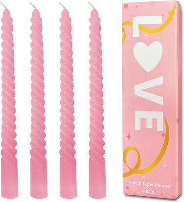 Набір з 4 конічних спіральних свічок 2,2 x 25 см, рожевий Love Topsics