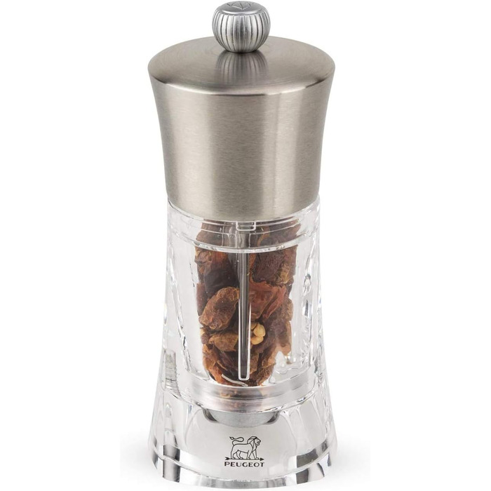 Ручная кофемолка для перца чили, Высота 14 см, Нержавеющая сталь/акрил, Прозрачный, 29050, 29050 Ouessant