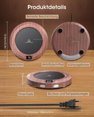 Подогреватель чашек до 75C, 3 уровня температуры MXMZHXU