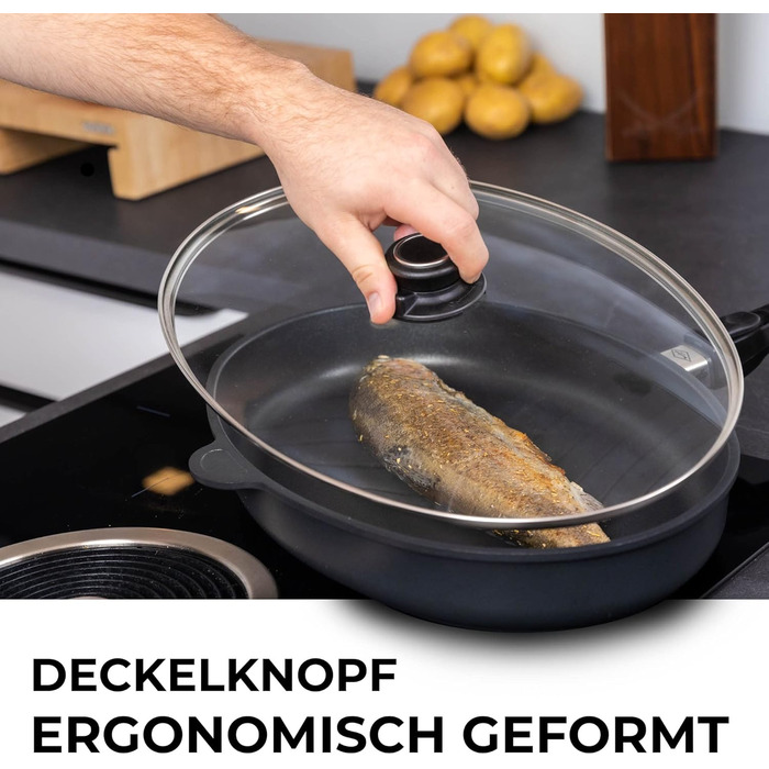 Сковорода для рыбы со стеклянной крышкой MaxxGoods