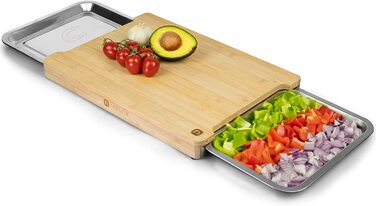 Обробна дошка з 2-ма висувними ящиками, бамбукове дерево ‎40 x 29 см Naturlik