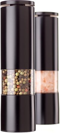 Набір млинків для спецій Echtwerk з 2 предметів, млинок для солі та перцю з високоякісної нержавіючої сталі з керамічним млином ABS, ручний, для перцю, солі та чилі, (Black Edition)