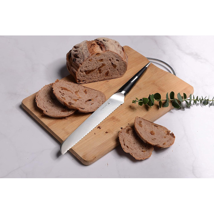 Кухонный нож Острый нож для мяса Профессионально выкованный из импортной высокоуглеродистой нержавеющей стали с красивым магнитным держателем для ножей - Метеорит (8-дюймовый хлебный нож), 7 Santoku Knife