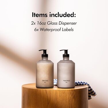 Дозатор рідкого мила скляний 500 мл чорний, набір 2 предмети, KIVY