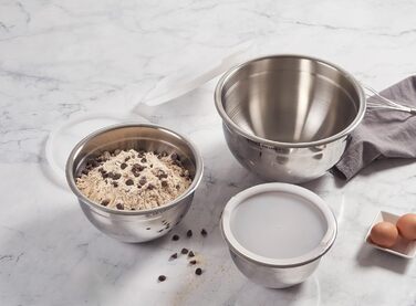 Набор мисок для смешивания с крышками, 3 предмета, нержавеющая сталь Le Creuset