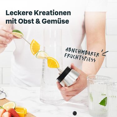 Скляний графин SILBERTHAL з фруктовою вставкою - графин для води з кришкою - можна мити в посудомийній машині, прозорий (1 л фруктова шпажка)