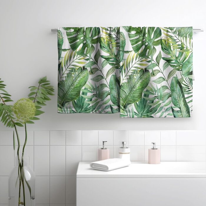 Різдвяні кухонні рушники Kwlegh, рушник для рук, різдвяна ялинка, цукерка-тростина, сніжинка, рушник для пальців, набір з 2 шт. , милий чоловічий банний рушник, високопоглинаючі рушники, 36 шт. (тропічне листя)