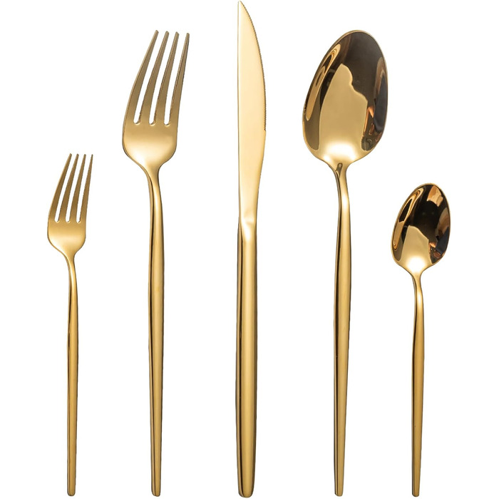Набір столових приборів на 6 персон, набір 30 предметів, золотистий LAZAHOME