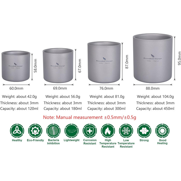 Складний кавовий посуд для напоїв 4 шт. Ti3032D Boundless Voyage