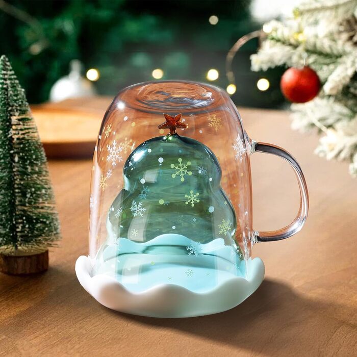 Двостінний келих для лате з різдвяною ялинкою 270 мл. ecooe