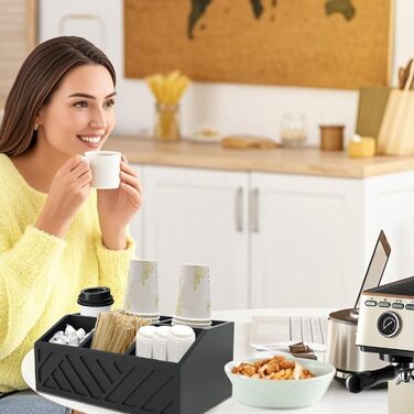 Органайзер для кавових аксесуарів, снеків, столових приладів, канцелярії дерев`яний, чорний Atliberswo