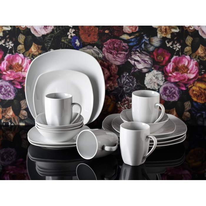 Набір посуду на 4 персони, 16 предметів, білий Square Creatable