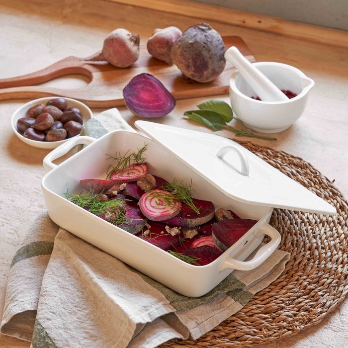 Форма для запікання з кришкою прямокутна La Porcellana Bianca POPPI, порцеляна, 13 х 22 х 5 см