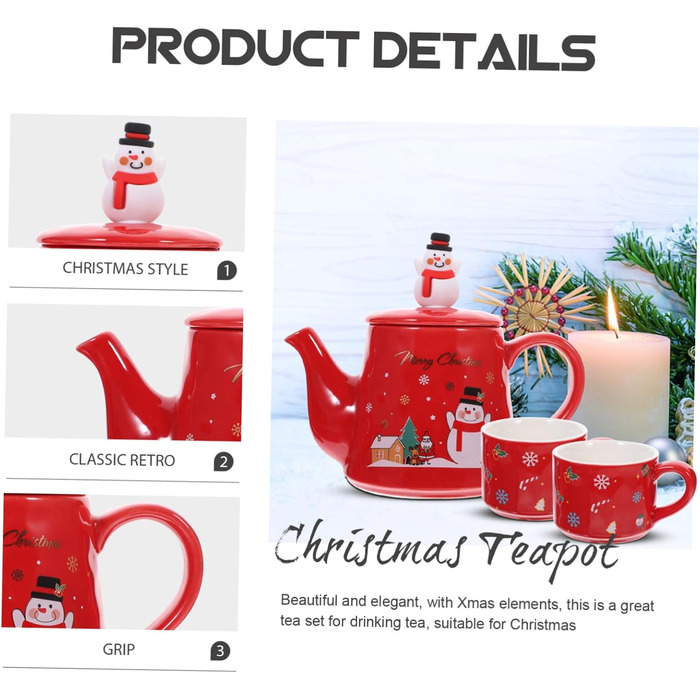 Керамический набор чайников с рождественским мотивом 550 мл снеговика. WEKADRIN