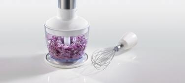 Gorenje Блендер заглибний 800Вт, 5в1, чаша-500мл, подрібнювач, білий