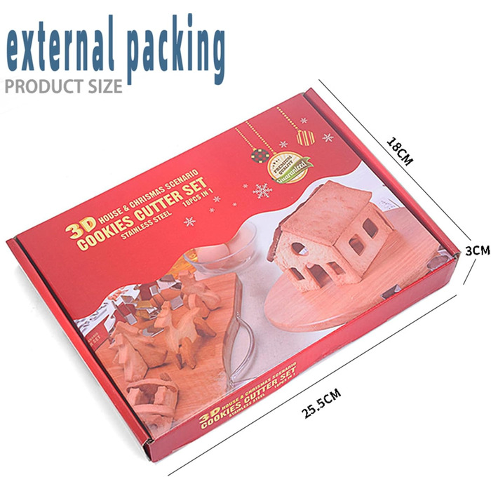 Набір формочок для печива у формі пряникового будиночка, FantasyDay, 10 шт. , формочки для печива з нержавіючої сталі, різдвяні формочки для тематичних тортів, тортів на день народження, помадного печива, сендвічів (4)