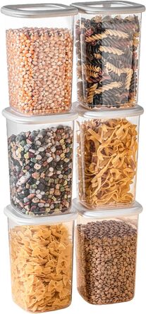 Банки для хранения с герметичными крышками Набор из 24 контейнеров для хранения БЕЗ БИСФЕНОЛА А Для мюсли, хранения муки и сахара Практичный кухонный ящик для хранения всех продуктов (белый / набор из 6 шт. 1 200 мл)