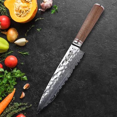 Ніж кухарський 20 см, дамаська сталь Wakoli