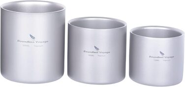 Титанова кружка Відкритий кемпінг Складна дорожня кружка 4 в 1 120 мл 180 мл 300 мл 450 мл ізольована чашка з подвійними стінками Посуд для кавових напоїв Легкий посуд для щоденних походів Ti3032D (120 мл 180 мл 300 мл набір чашок-TI3031D)