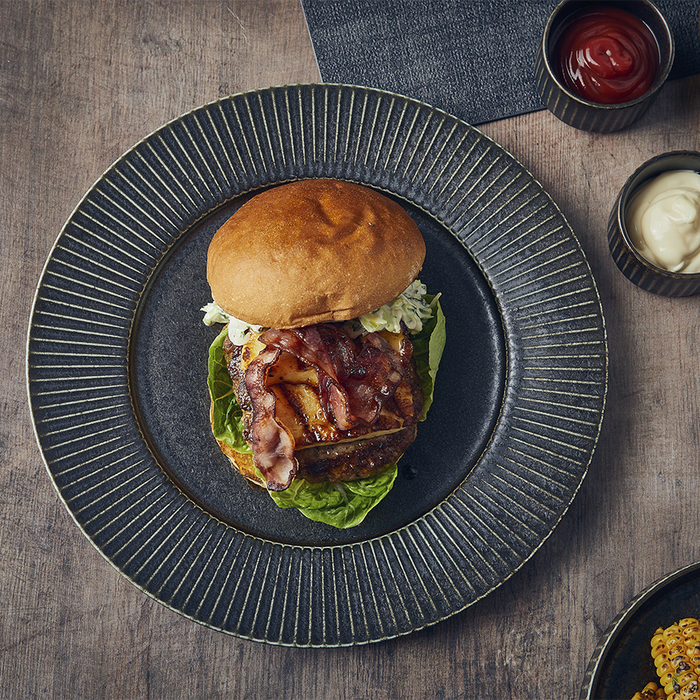 Тарілка 26 см, Terra Porcelain Black Fluted, GenWare