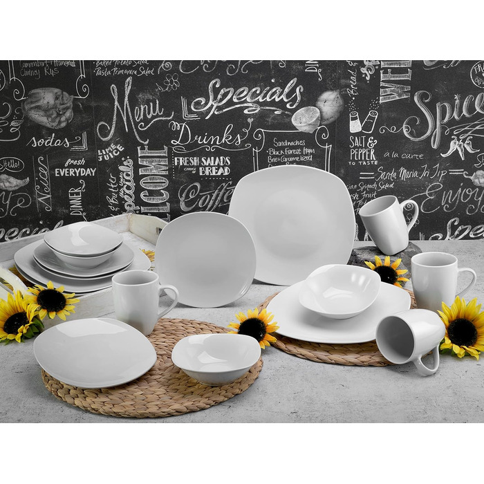 Набір посуду на 4 персони, 16 предметів, білий Square Creatable