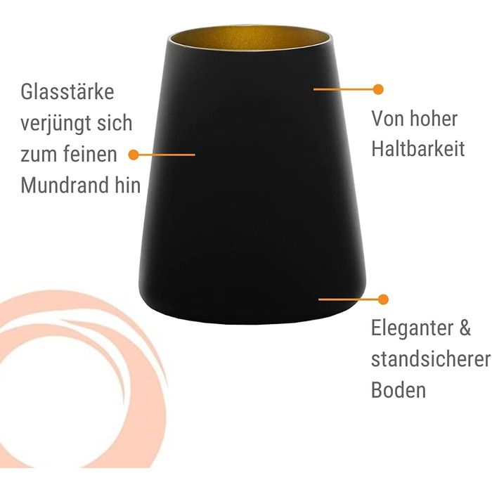 Набір склянок 380 мл, 6 предметів, чорний/золотистий Power Stölzle Lausitz