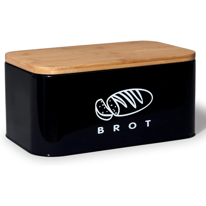 Хлібниця з кришкою 30 х 18 х 14 см чорний Theo&Cleo