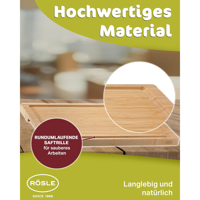 Обробна дошка 39 x 26 см, бамбук Basic Line Rosle