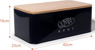 Хлібниця з кришкою 42 х 23 х 16 см чорний Theo&Cleo