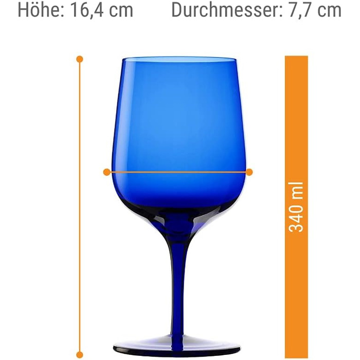 Коктейльні чаші Stlzle Lausitz Grandezza 240 мл / Набір з 6 келихів для мартіні/Келихи для аперитиву/Cosmopolitan Келихи для посудомийної машини безпечні та ударостійкі (склянки для води сині)