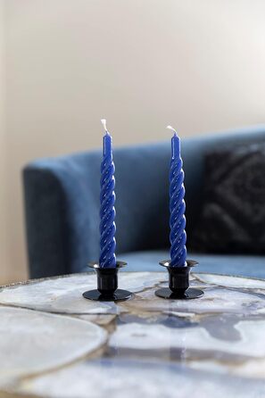 Свічки з крученим конусом, виготовлені в Італії, доступні 25 кольорів, лаковані настільні свічки, спіральні свічки з тривалим часом горіння 5 годин, декоративні свічки, 6 шт. , 2,2 x 21 см (темно-сині)