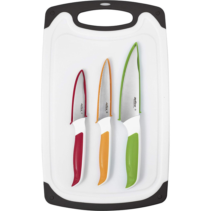 С разделочными досками, японская нержавеющая сталь, многоцветный, нож для очистки овощей, нож для овощей с зазубренным краем, нож для очистки овощей, разделочные доски, можно мыть в посудомоечной машине (набор ножей 3 шт. с разделочными досками), 920249 C