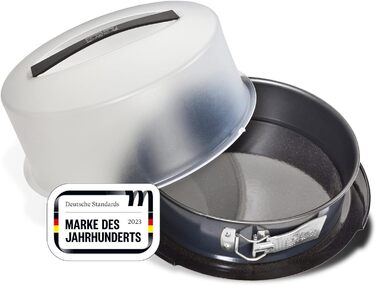 Пружинна форма Zenker 7020 з кришкою для транспортування Ø 28 см DELUXE, форма для випікання з емальованим плоским дном і витяжкою для перенесення, кругла форма для торта з собою (колір чорний металік), кількість ука 28 см одинарна