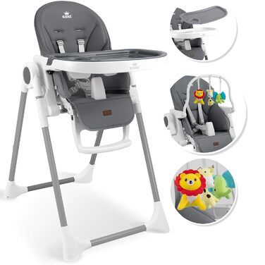 Дитячий стільчик для годування від 6 місяців темно-сірий Kidiz