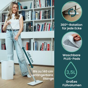 Набір швабри з відром 140 см сірий WONDERHOME