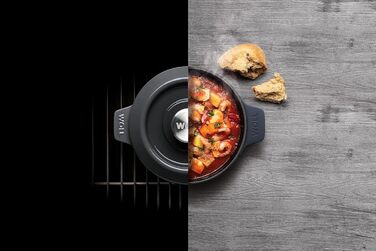 Чавунна каструля Ø 24 см, синього кольору, з кришкою та силіконовими ручками Емальований чавун, підходить для індукції та духовки для всіх типів плит Ø 24 см, висота 11 см, 4,2 літра (вугільно-сірий, Ø 18 см, висота 9 см, 1,8 літра)