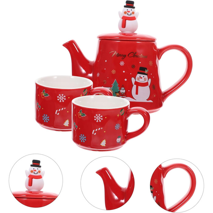 Керамический набор чайников с рождественским мотивом 550 мл снеговика. WEKADRIN