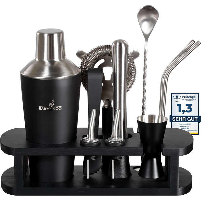 Коктейльний набір з нержавіючої сталі 700 мл з підставкою та барними аксесуарами BARMINGO