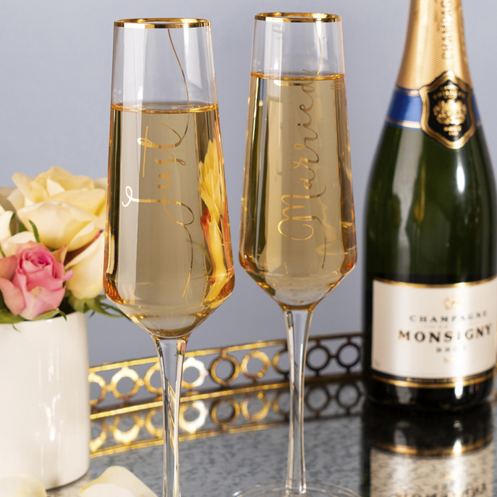 Набор бокалов для шампанского CreativeTops Just Married Wedding Belles, 250 мл, 2 шт.