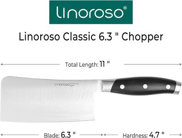 Ніж для чищення овочів linoroso 9 см Ніж для чищення овочів Гострі ножі для фруктів Кухонні ножі Маленькі кухонні ножі Поковки з німецької вуглецевої сталі Ергономічна ручка з елегантною подарунковою коробкою - Classic Series (6,3-дюймовий тесак)