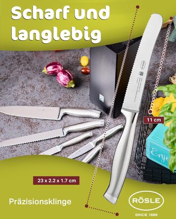 Високоякісний кухонний ніж 20 см для м&39яса, риби, птиці та овочів, нержавіюча сталь 18/10, ергономічна срібна ручка, гострий ніж для кухні (ніж для сніданку)