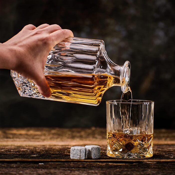 Віскі - Набір келихів для віскі - Набір аксесуарів для віскі - 8 каменів для віскі - Келихи для віскі - Подарунки для чоловіків - Чоловічі подарунки - 2 келихи, щипці та 2 підставки в комплекті. (Подарунковий пакет)