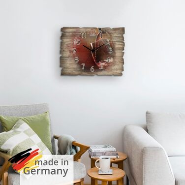 Настінний декор настінний годинник без цокання з дерева радіогодинник безшумний прямокутний 40x30 см їжа бакалія спеції трави лимон чилі вінтажний сільський U1RK трави (червоне вино, радіогодинник)