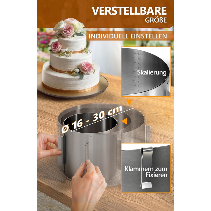 Кольцо для выпечки 15 см раздвижное 16-30 см 4smile