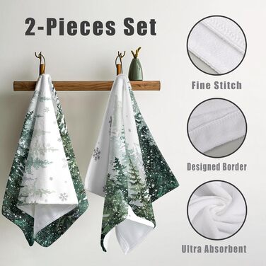 Різдвяні кухонні рушники Kwlegh, рушник для рук, різдвяна ялинка, цукерка-тростина, сніжинка, рушник для пальців, набір з 2 шт. , милий чоловічий банний рушник, високопоглинаючі рушники, 36 x (зимовий колір)