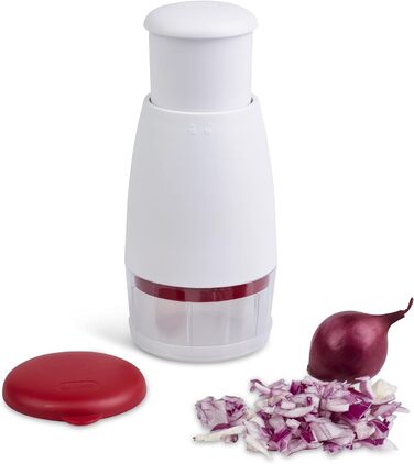 Класичний овочерізка Zyliss E910012 Zig Zig, пластик/нержавіюча сталь, білий/червоний, цибулярізка, овочерізка, універсальний подрібнювач, можна мити в посудомийній машині, гарантія 5 років Classic Hacker